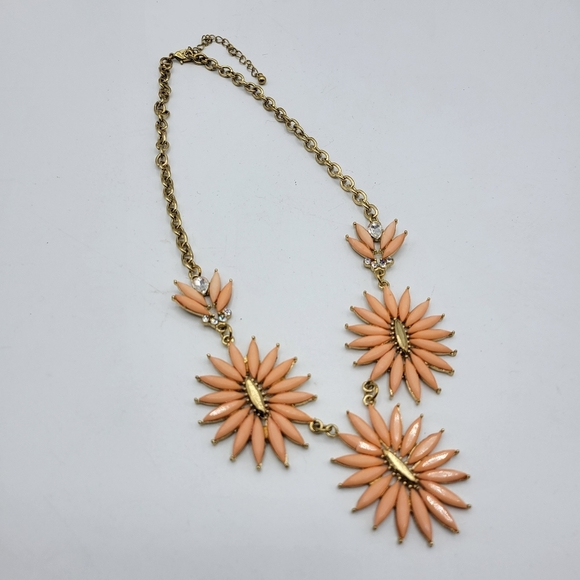 Floral Necklace in Peach and Gold w/ Extender - Picture 3 of 5